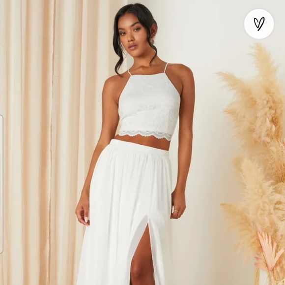 Midnight Memories White Lace Two-Piece Maxi Dress - Picture 1 of 4